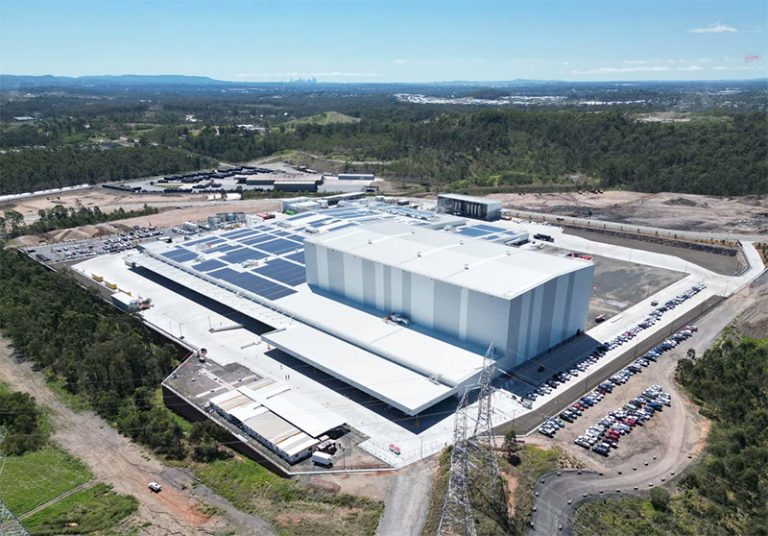 Aerial view of Suntory’s Ipswich beverage manufacturing facility equipped with Fox First Flush and TCS stormwater systems for EPA compliance.