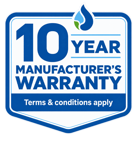 10 year manufacturer’s warranty. Terms & conditions apply.